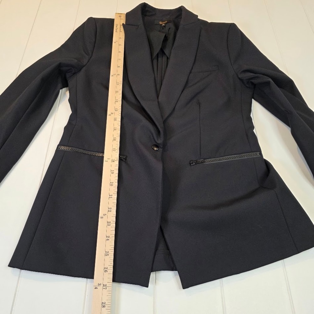 Quince Women's S Scuba Blazer Black Zipper Pocket Single Breasted Recycled Nylon - Picture 11 of 14